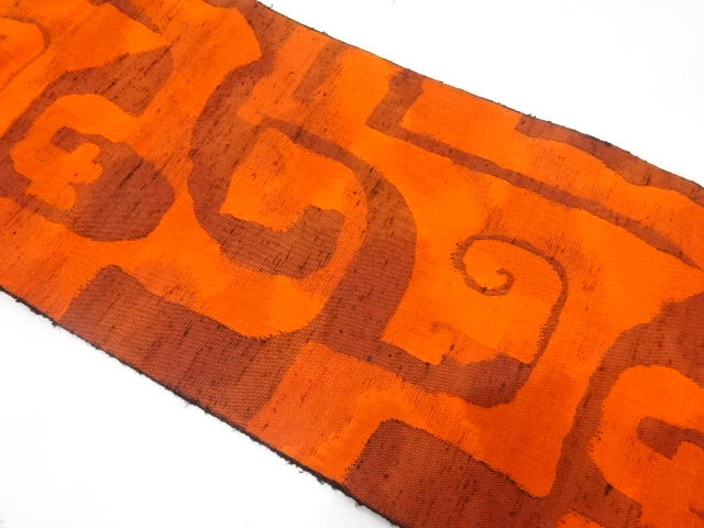 JAPANESE KIMONO / TSUMUGI ABSTRACT ARABESQUE WEAVING NAGOYA OBI